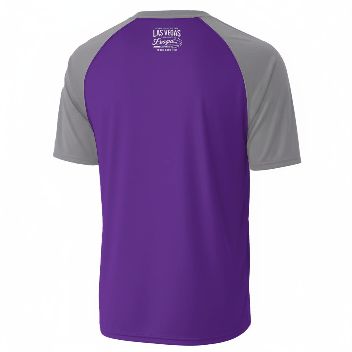 White Smoke Las Vegas League Champion Graphic T-Shirt – Purple and Grey Varsity Style Tee