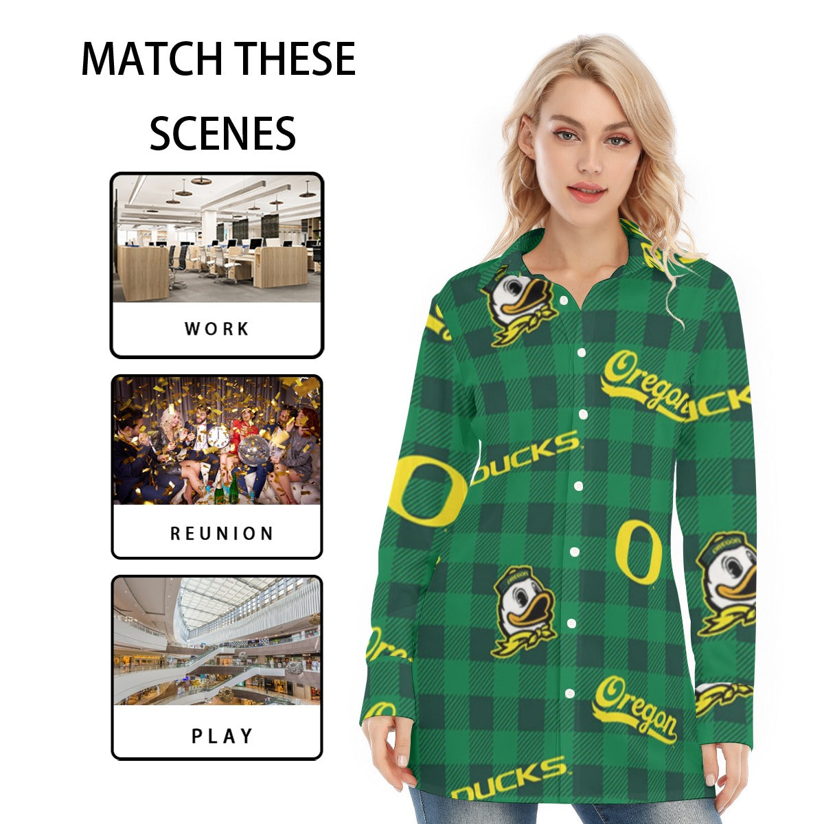 Oregon Ducks Women's Long Shirt - Big Ten football apparel varsity sportswear product image 5.0