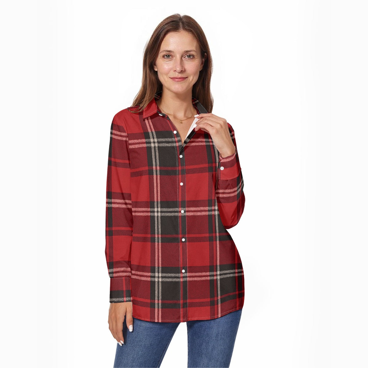 arkansas razorbacks red black tartan plaid women shirt