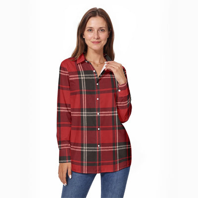 arkansas razorbacks red black tartan plaid women shirt