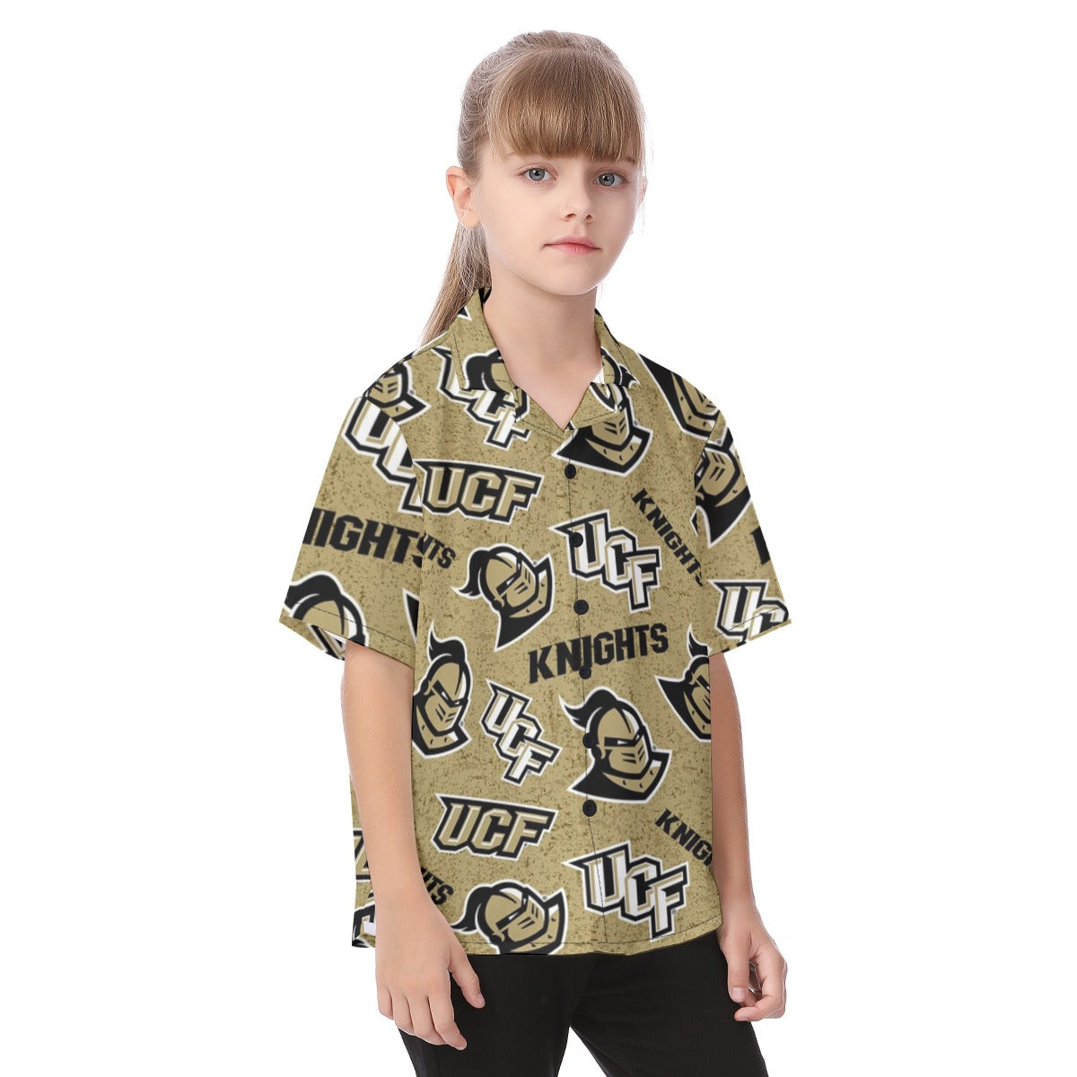 Central Florida - Knights Kid's Hawaiian Vacation Shirt White varsity game day apparel