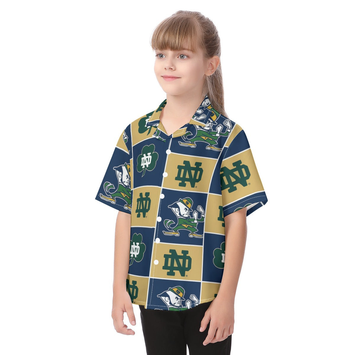 Notre Dame Fighting Irish Kid's Hawaiian Vacation Shirt White varsity sports apparel