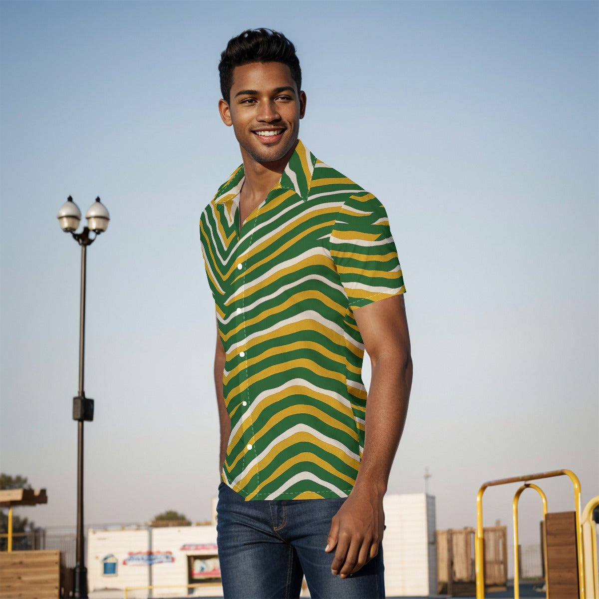 Gray Green Bay Football Yellow Green Men’s Shirt – Game Day Streetwear