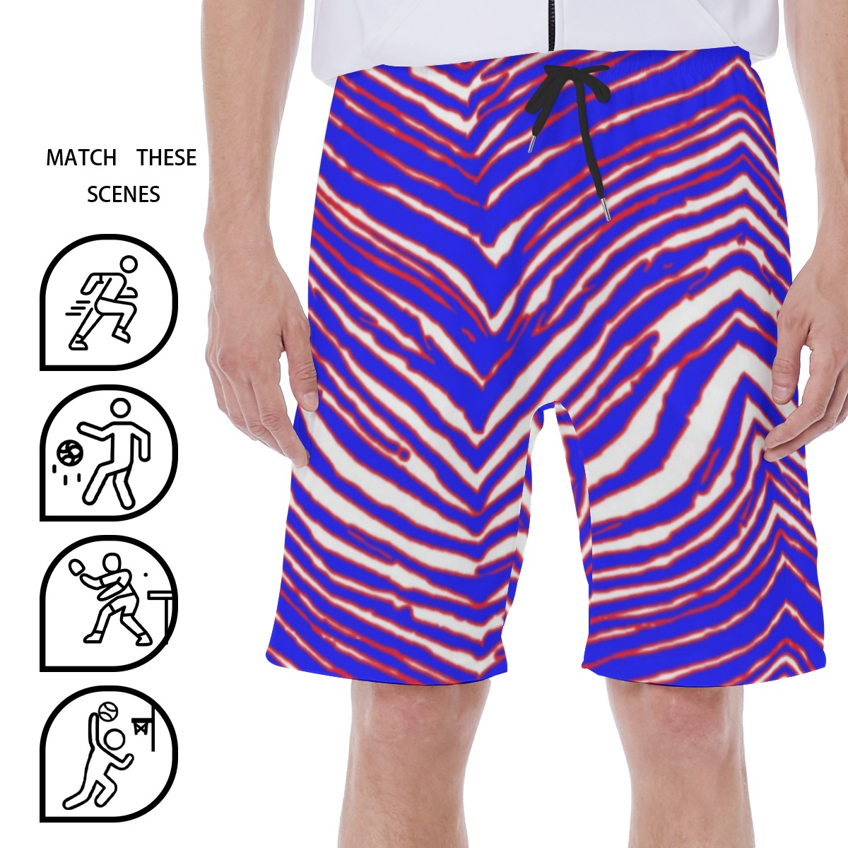 White Smoke Buffalo Zebra Football Men’s Beach Shorts With Lining – Game Day Summer Comfort