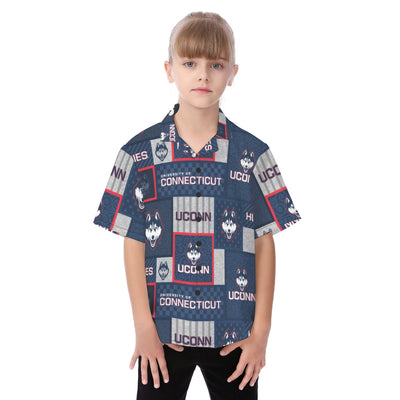 Connecticut Huskies Kid's Hawaiian Vacation Shirt White game day varsity apparel