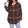 Auburn Tigers Tartan Plaid Navy Orange Women's Shirt With Long Sleeve(Plus Size)