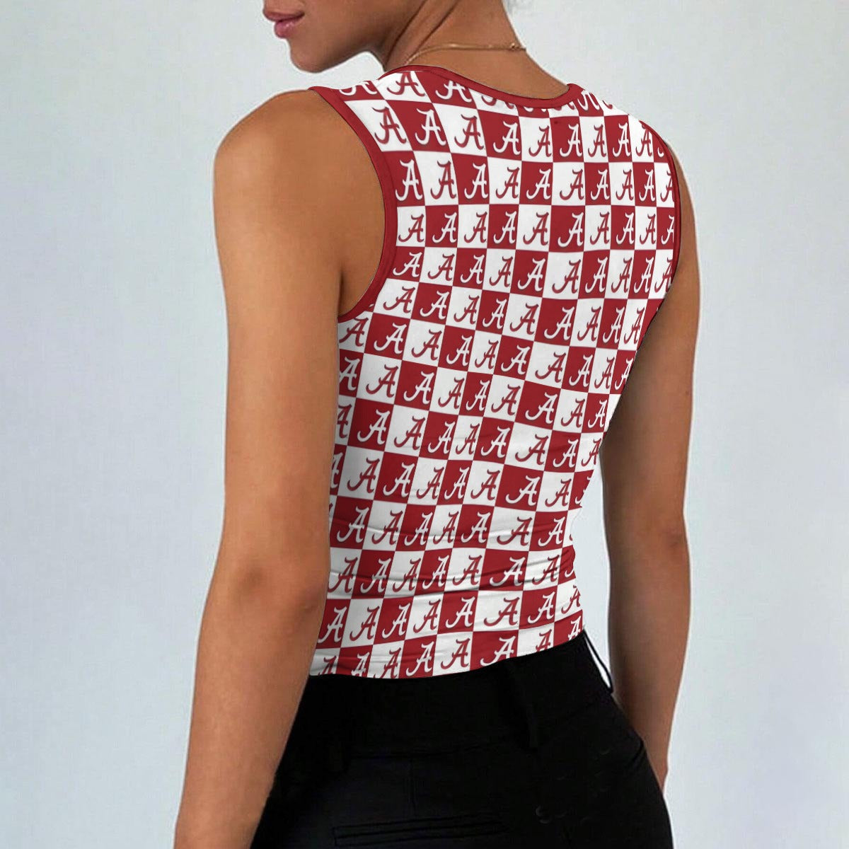 Alabama Crimson Tide Women’s Sleeveless Square Neck Tank Top – Crimson and White Game Day Tank for W White varsity sports apparel