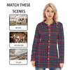 Arizona Wildcats Tartan Plaid Navy Red Women's Long Shirt