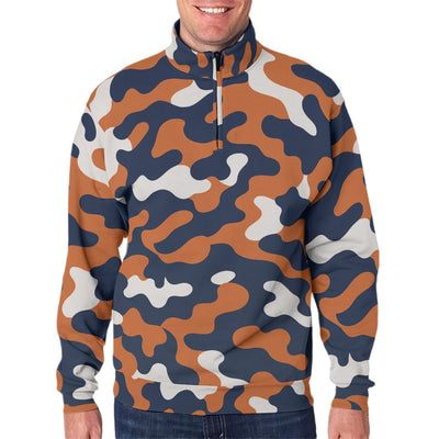 Chicago Football Navy Orange Camo Quarter Zip Pullover – Windy City Game Day Jacket – football shirt, breathable comfort wear, image 1.0