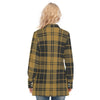colorado buffaloes tartan plaid black gold women's long shirt |115gsm cotton poplin women tartan plaid game day shirt
