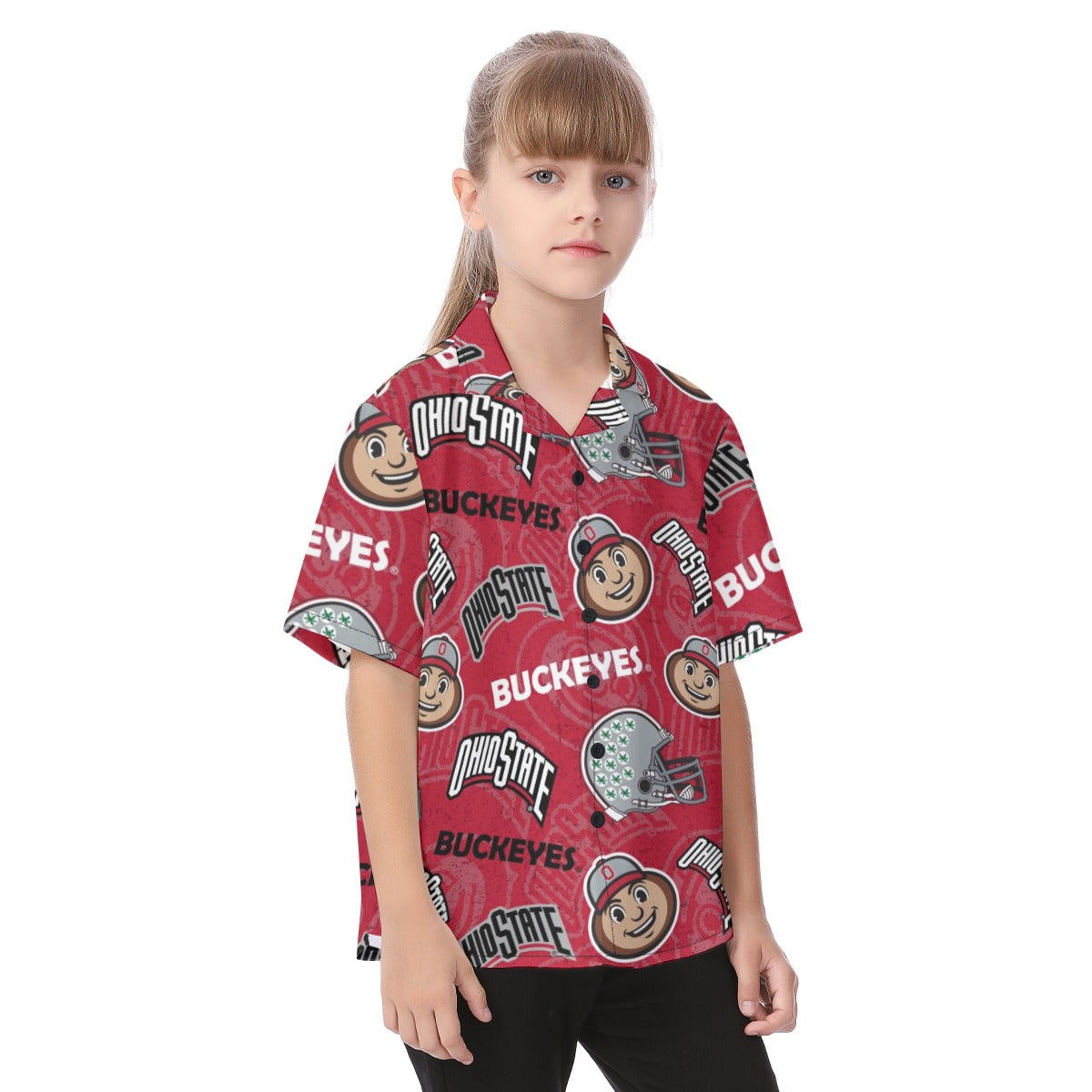 Ohio State Buckeyes Kid's Hawaiian Vacation Shirt White game day varsity apparel