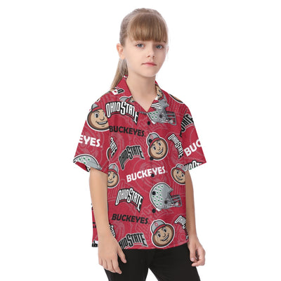 Ohio State Buckeyes Kid's Hawaiian Vacation Shirt White game day varsity apparel