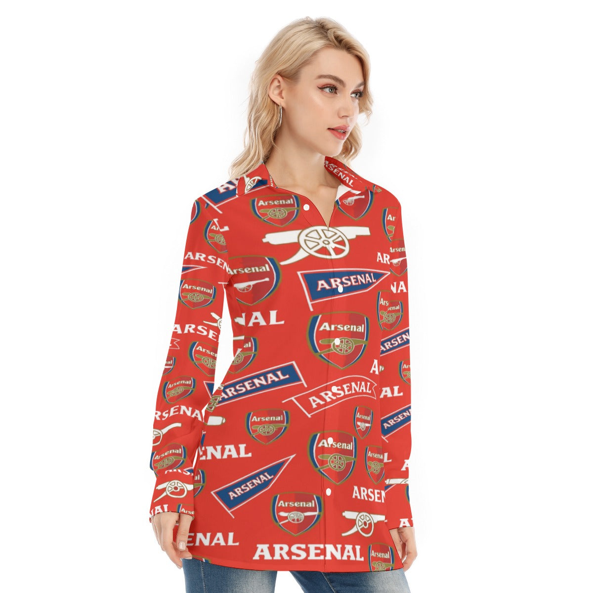 Arsenal Football Club Women's Long Shirt |115GSM Cotton poplin streetwear fashion product image 2