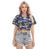 Los Angeles Rams Women's Cropped Shirt navy orange football outfit back view