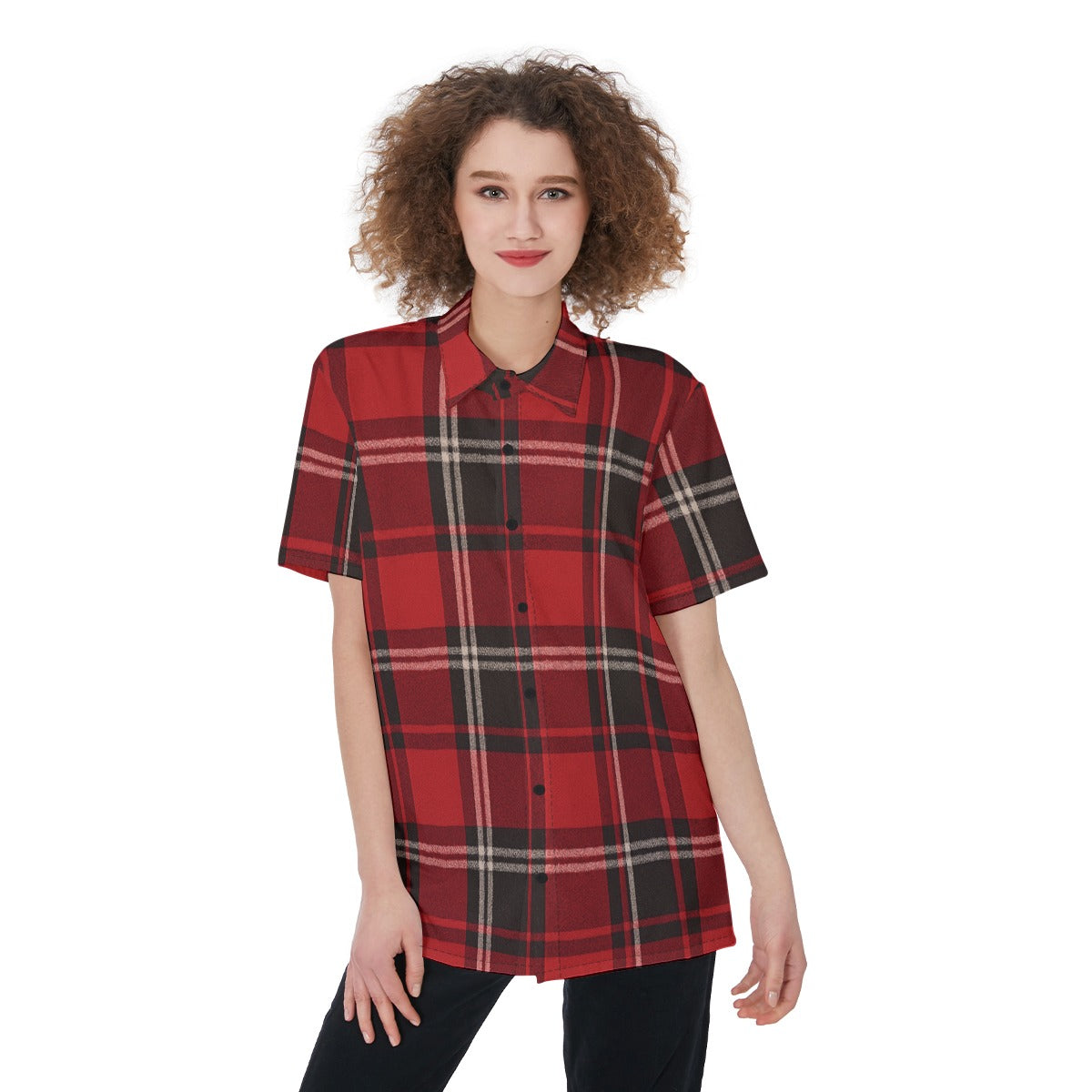 arkansas razorbacks red black tartan plaid women shirt