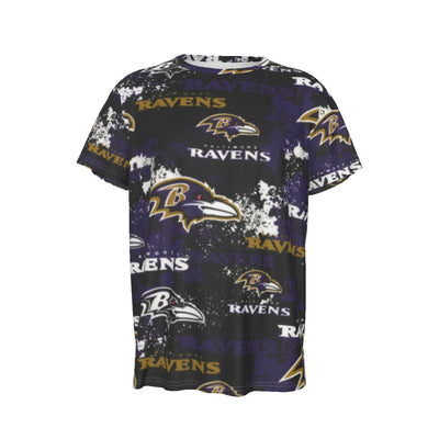 Baltimore Ravens Short Sleeve T-Shirt purple black football outfit back view