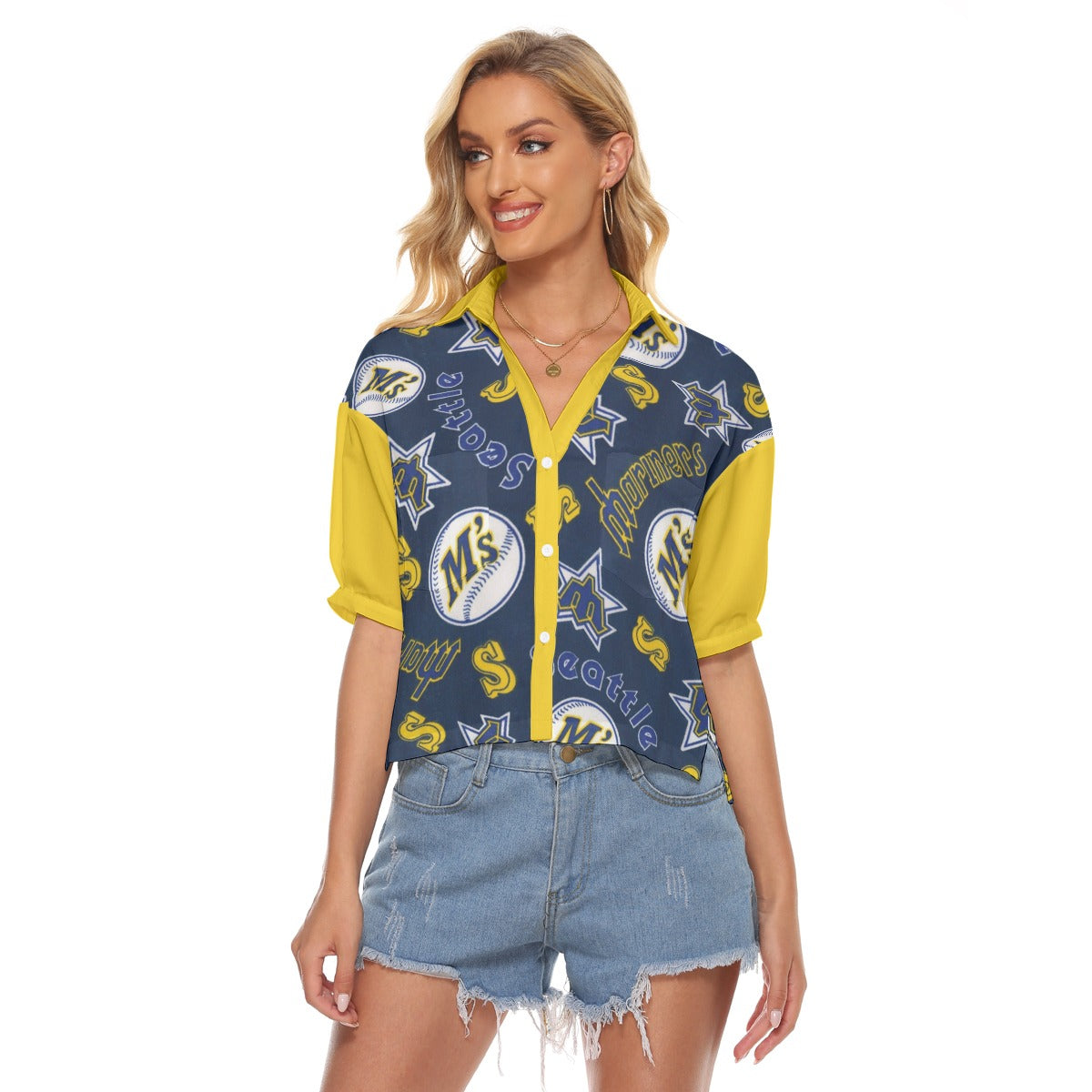 Seattle Mariners Women's V-neck Shirts seattle mariners baseball fan apparel coastal game day outfit