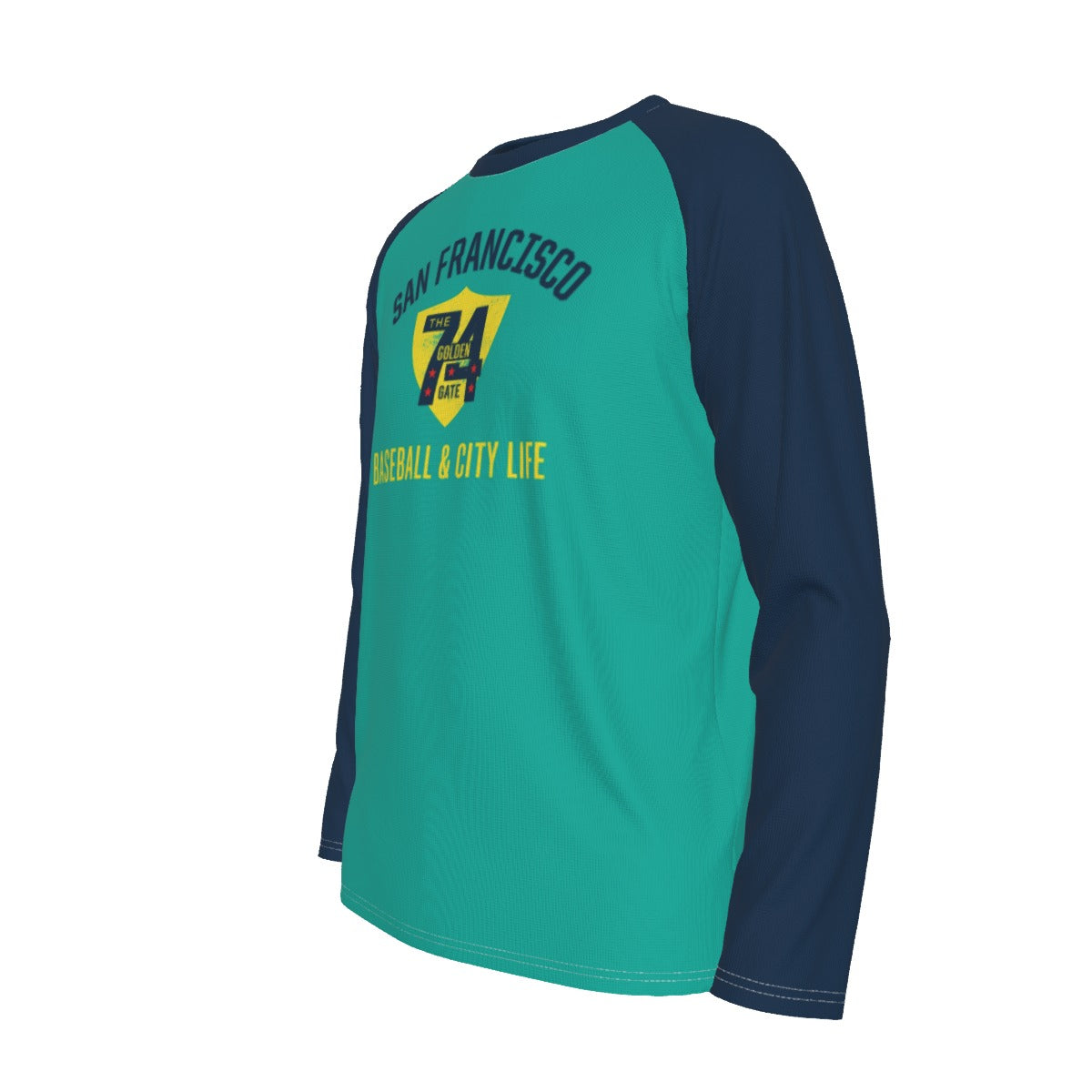 San Francisco Baseball and City Life Raglan Long Sleeve Shirt – Teal and Navy