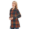 auburn tigers tartan plaid navy orange women's long shirt |115gsm cotton poplin navy orange tartan plaid game day fashion