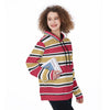 White Smoke San Francisco Football Striped Women's Pullover Hoodie