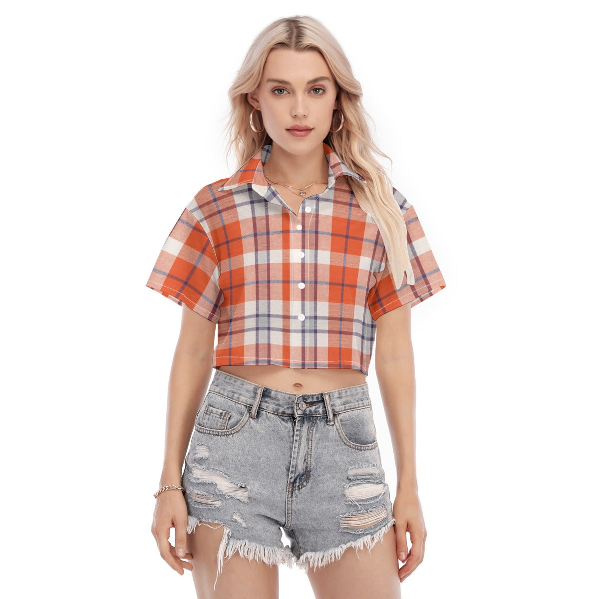 auburn tigers tartan plaid orange navy  women tartan plaid game day shirt