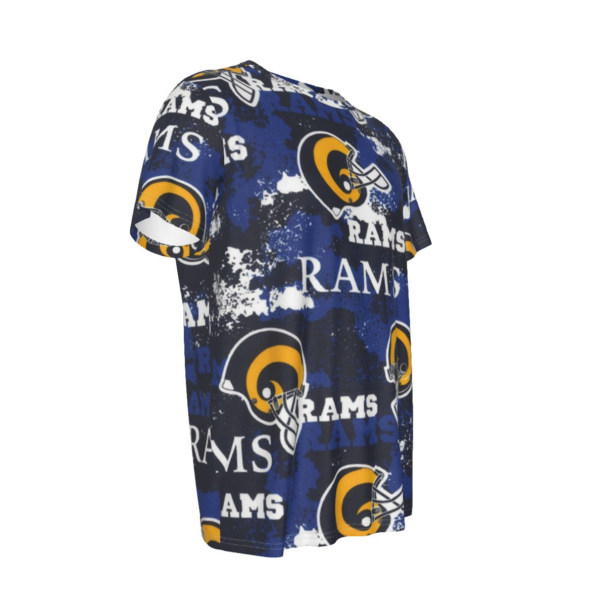 los-angeles-rams-short-sleeve-t-shirt navy orange football outfit side view