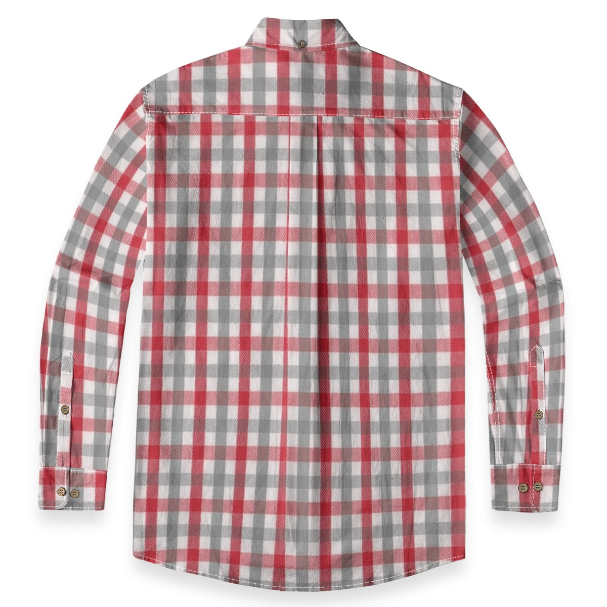 White Smoke Alabama Football Casual Lapel Shirt Men – Crimson Plaid Long Sleeve 125GSM Cotton