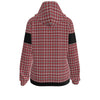 White Smoke Georgia Varsity tartan plaid Women's Borg Fleece Hoodie Red and Black