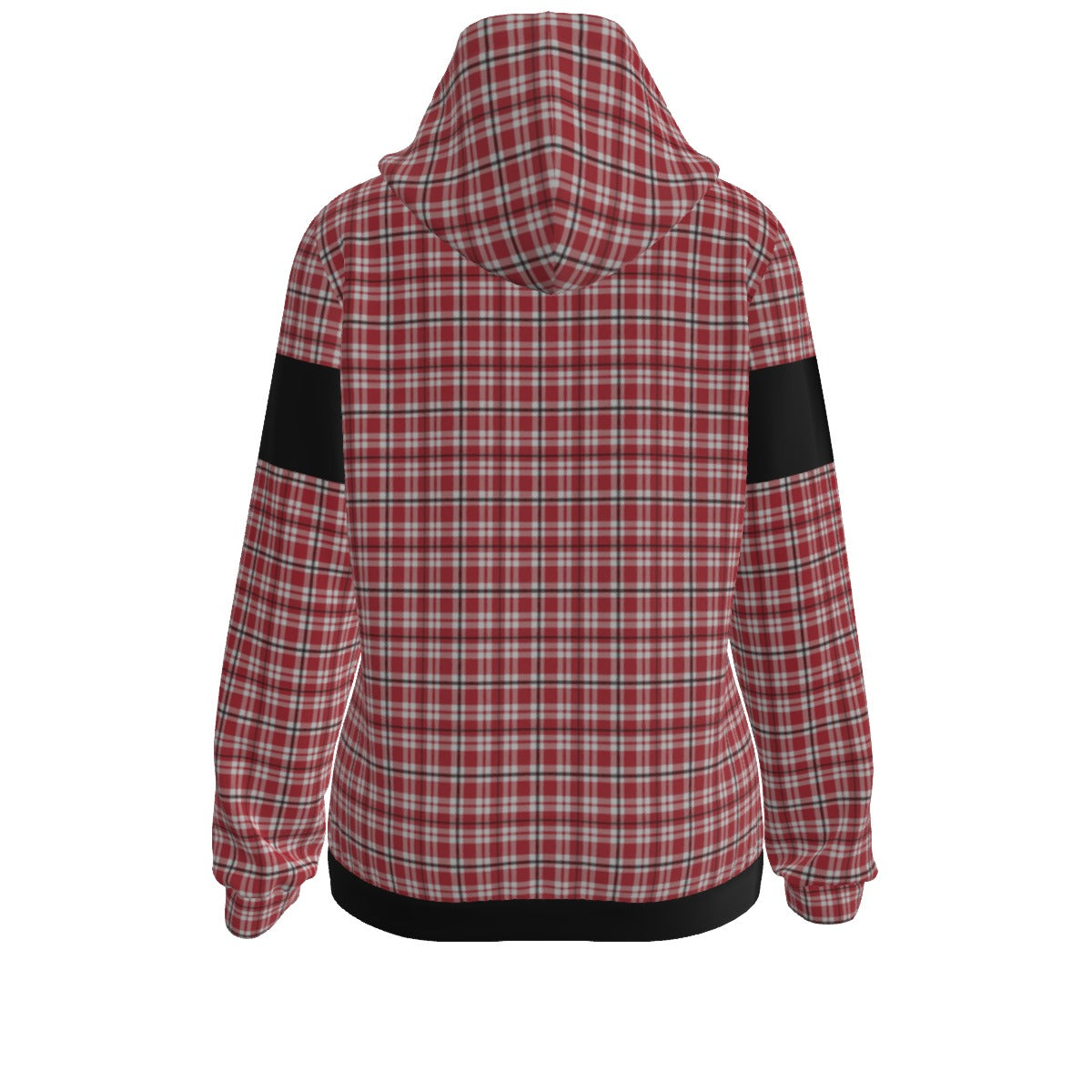 White Smoke Georgia Varsity tartan plaid Women's Borg Fleece Hoodie Red and Black