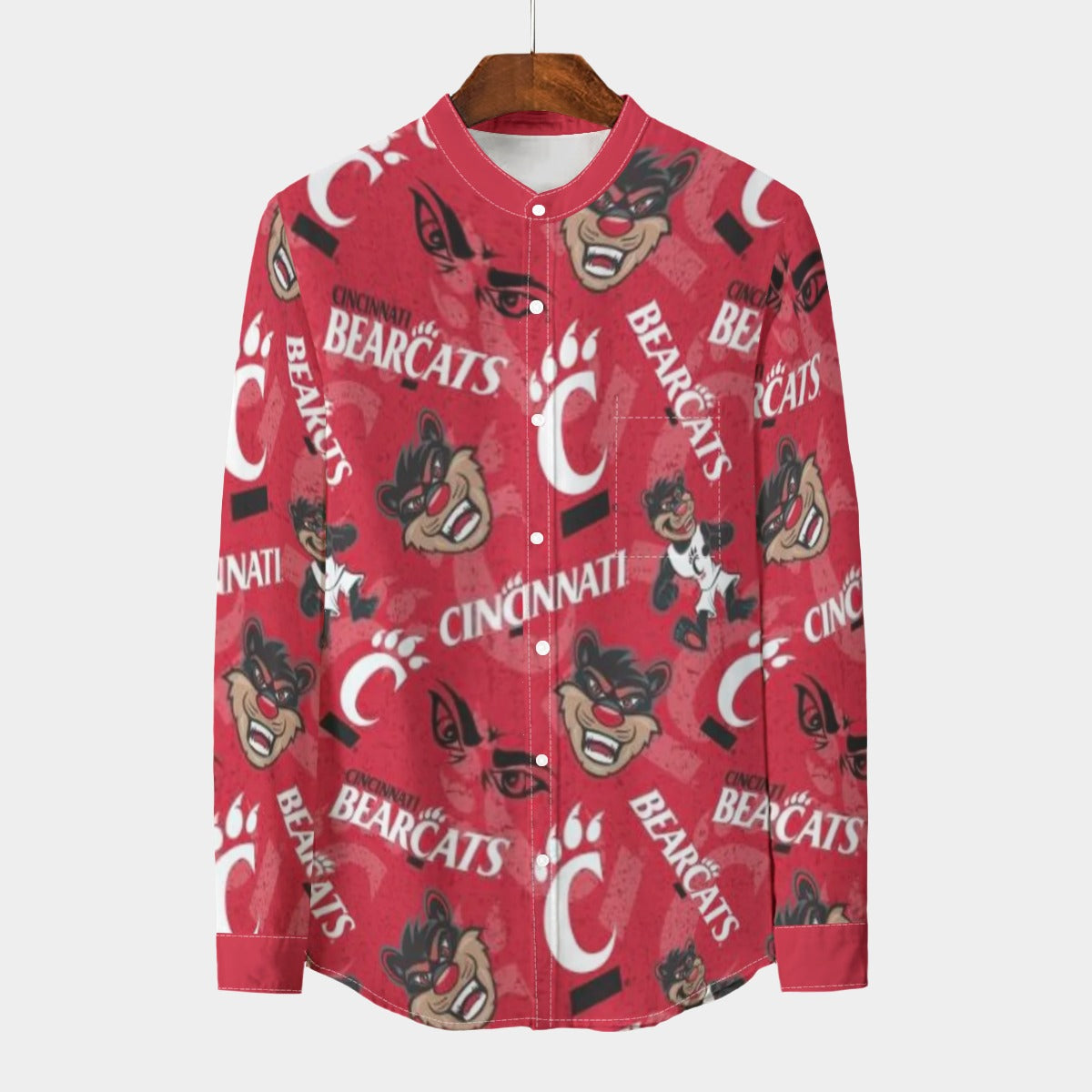 Cincinnati Bearcats Stand Collar Shirt With Long Sleeve|110GSM Imitation Flax varsity sportswear product image 1.0