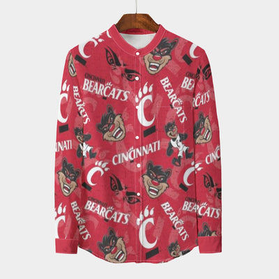 Cincinnati Bearcats Stand Collar Shirt With Long Sleeve|110GSM Imitation Flax varsity sportswear product image 1.0
