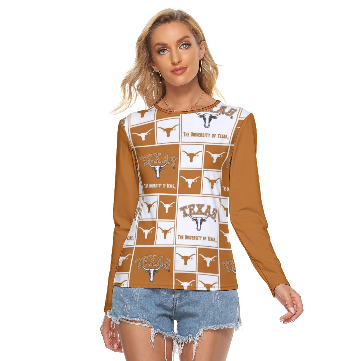 Texas at Austin - Longhorns Women's Stretchable long Sleeve Top White varsity sports apparel
