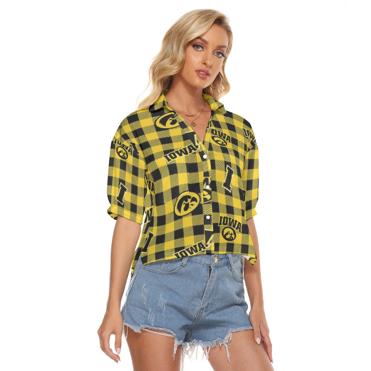 Iowa Hawkeyes Women's V-neck Shirts - Big Ten football apparel varsity sportswear product image 2.0