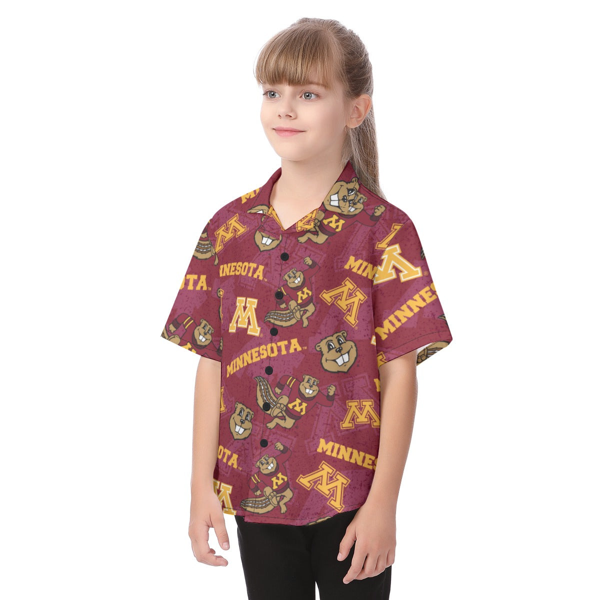 Minnesota Golden Gophers Kid's Hawaiian Vacation Shirt White varsity sports apparel