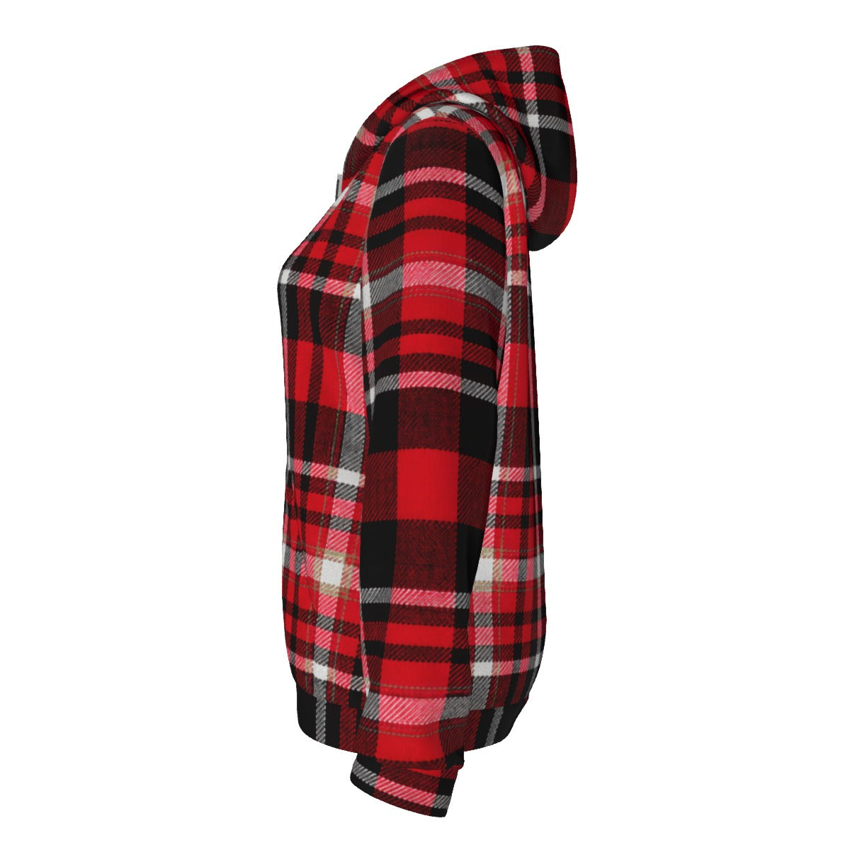 Ohio State Tartan Plaid Women's Borg Fleece Hoodie With Half Zip