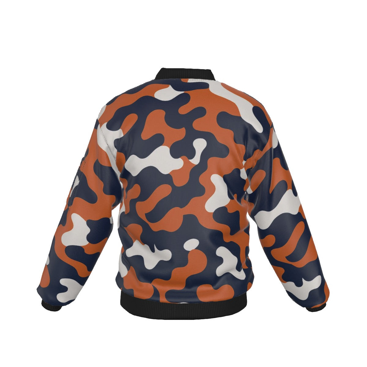 Chicago Football Camo Bomber Jacket – Navy Orange Game Day Streetwear Jacket