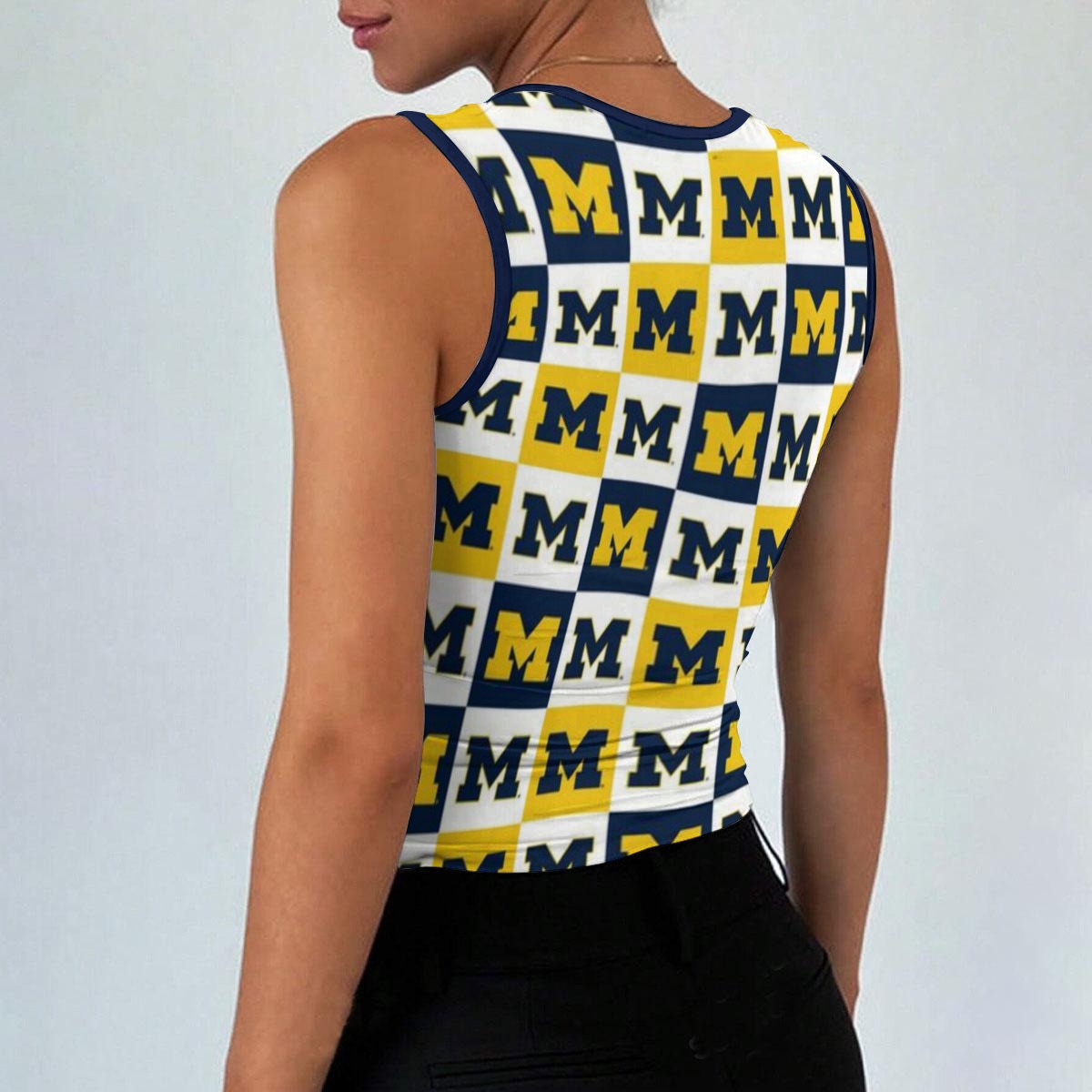 Michigan - Wolverines Women’s Sleeveless Square Neck Tank Top White varsity sports apparel