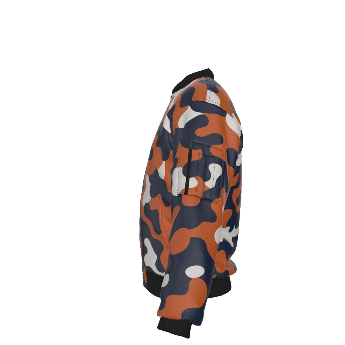 Chicago Football Camo Bomber Jacket – Navy Orange Game Day Streetwear Jacket