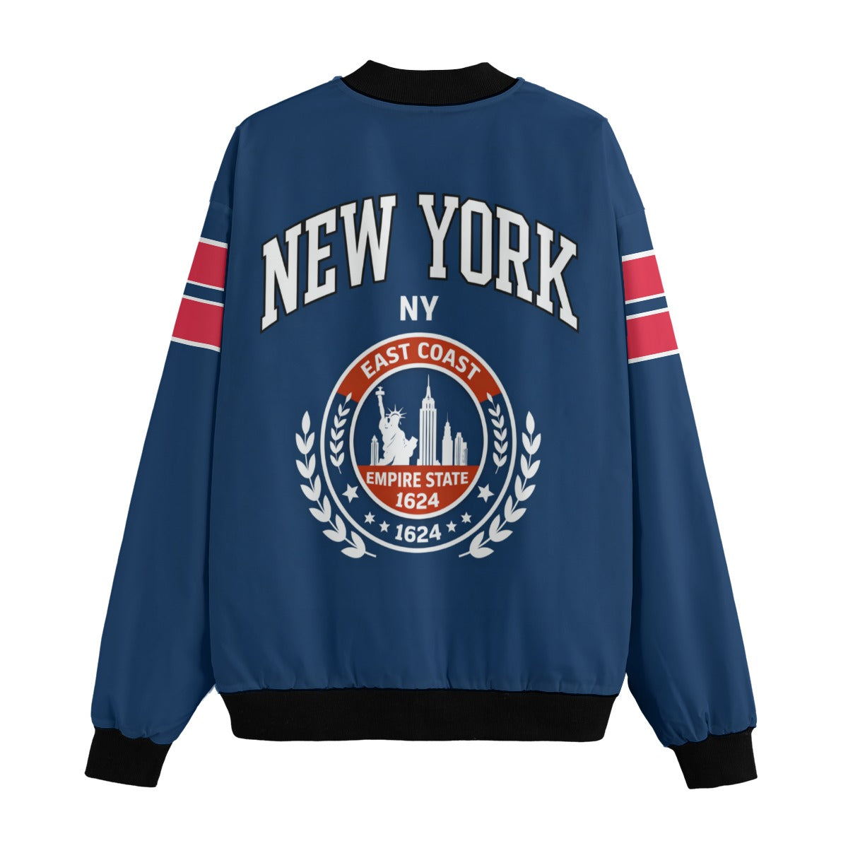 New York Varsity Blue Bomber Jacket – Classic Athletic Streetwear