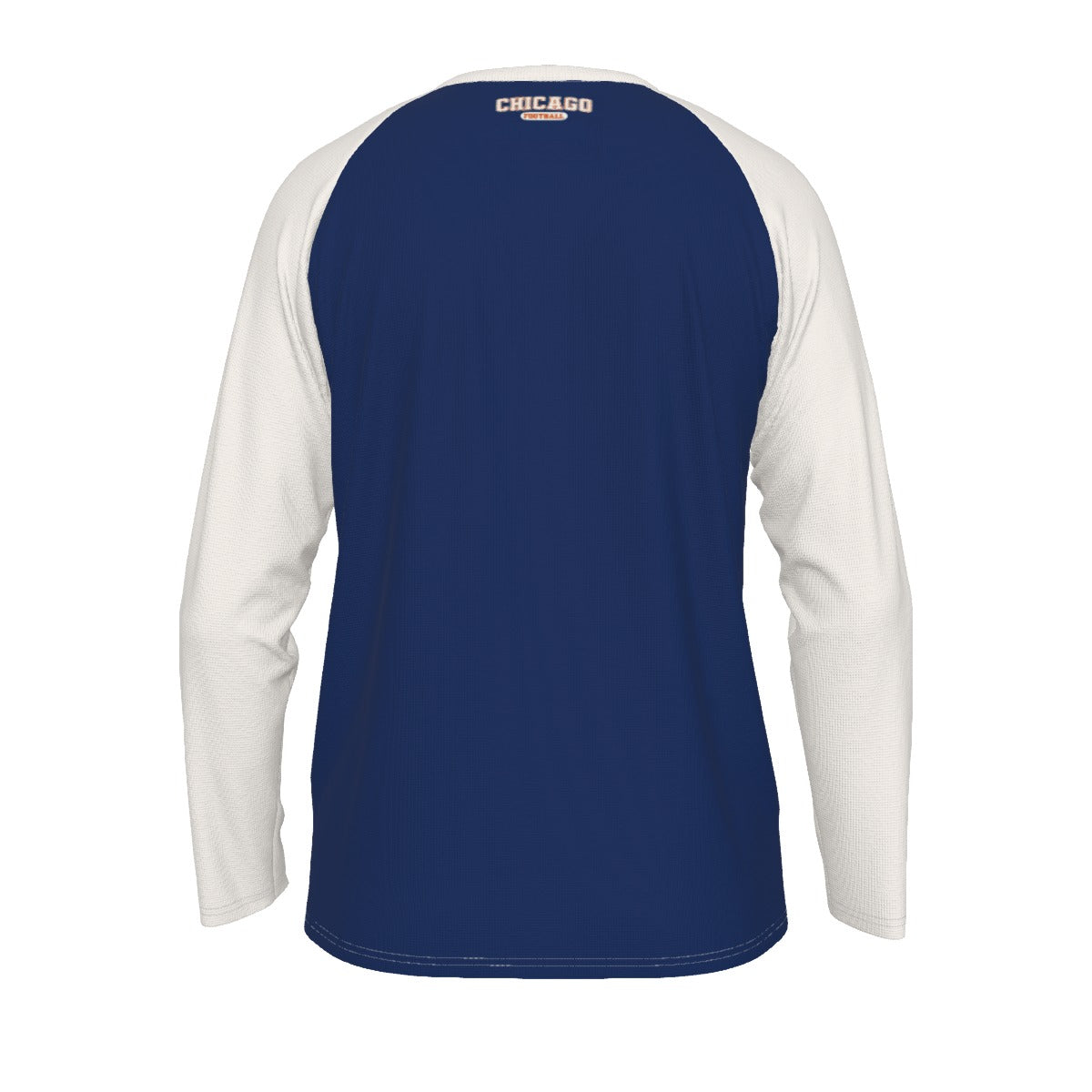 Midnight Blue Chicago Football Blue and White Shirt – Classic Long Sleeve Raglan Game Day Tee