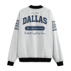 White jacket with 'Dallas' and 'The Lone Star State' text on a white background