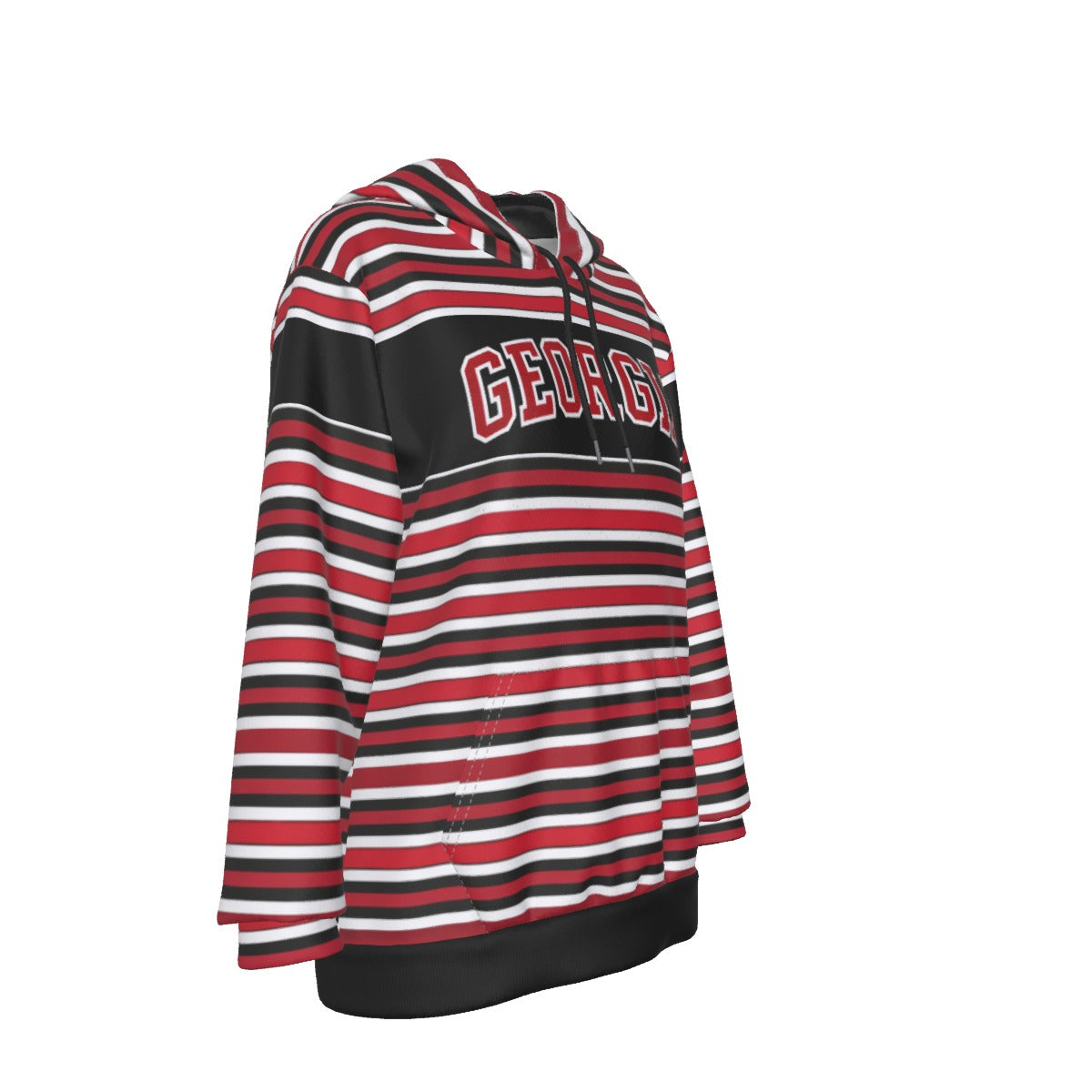 Georgia varsity Striped Women's Pullover Hoodie Red and Black College Football Sweatshirt