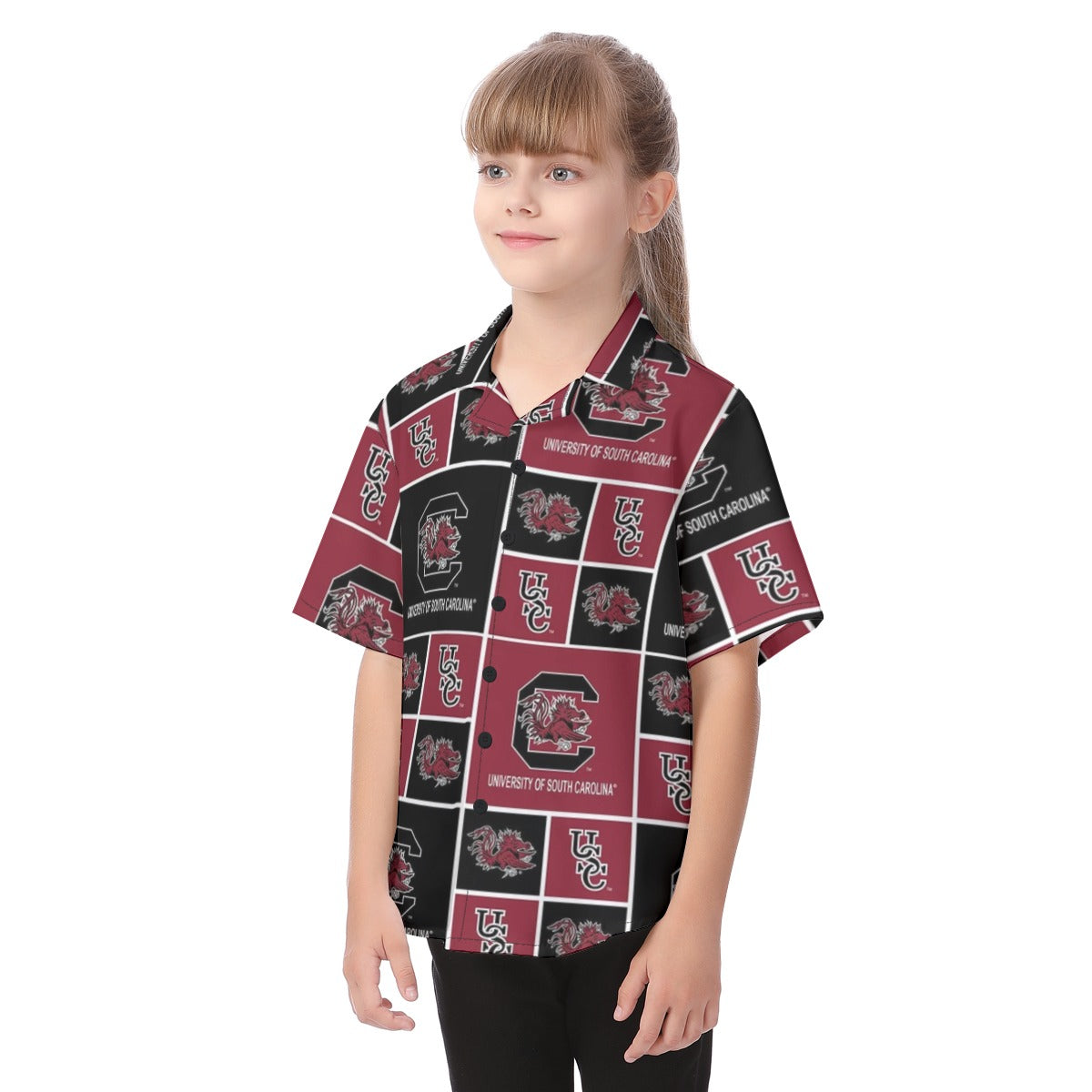 South Carolina Gamecocks Kid's Hawaiian Vacation Shirt - college football fan gear varsity sportswear product image 3.0