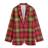 San Francisco Football Plaid Women's Leisure Blazer Red and Gold Flat Lapel Casual Game Day Jacket – nfl fan apparel, lightweight game day shirt, image 1.0