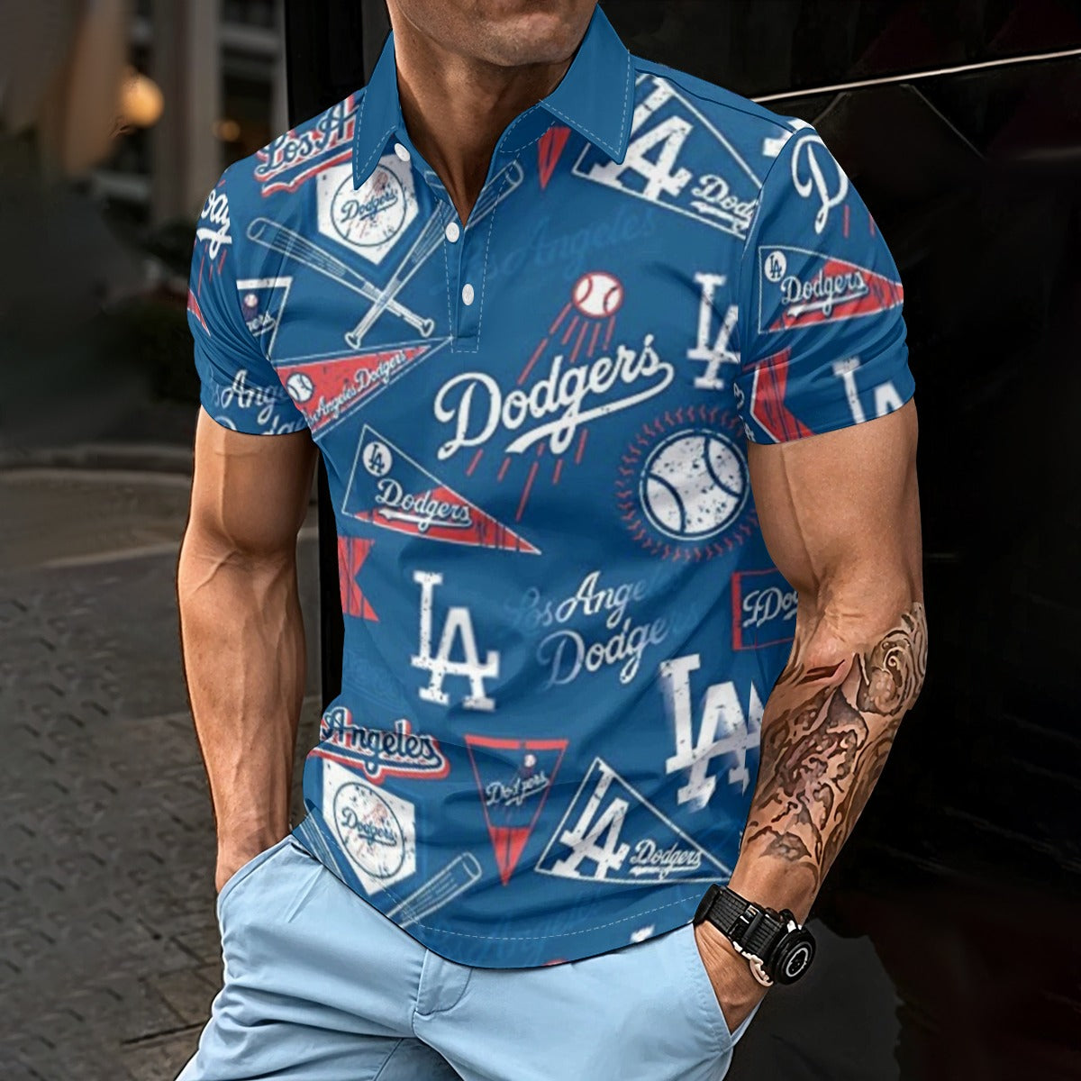 Los Angeles Dodgers Men's Polo Shirt los angeles dodgers baseball fan apparel game day outfit