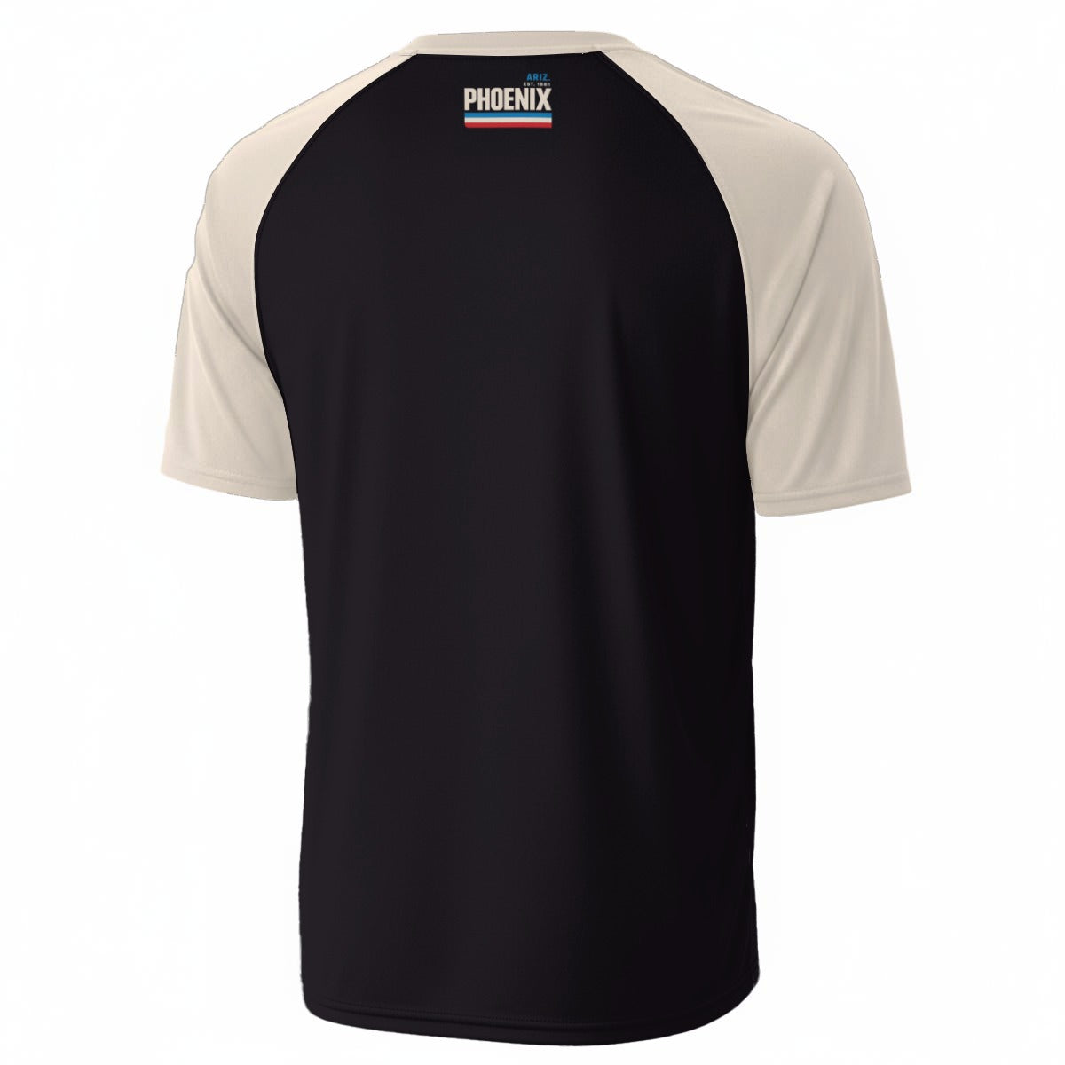 White Smoke Phoenix Arizona Retro Varsity T-Shirt – Black and Beige Athletic Streetwear City Shirt