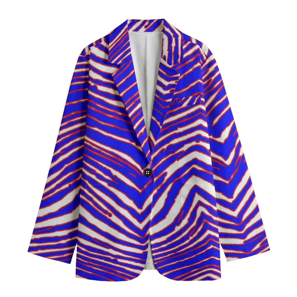 Buffalo football Women's Leisure Blazer | 245GSM Cotton – Red Blue White Zebra Game Day Style