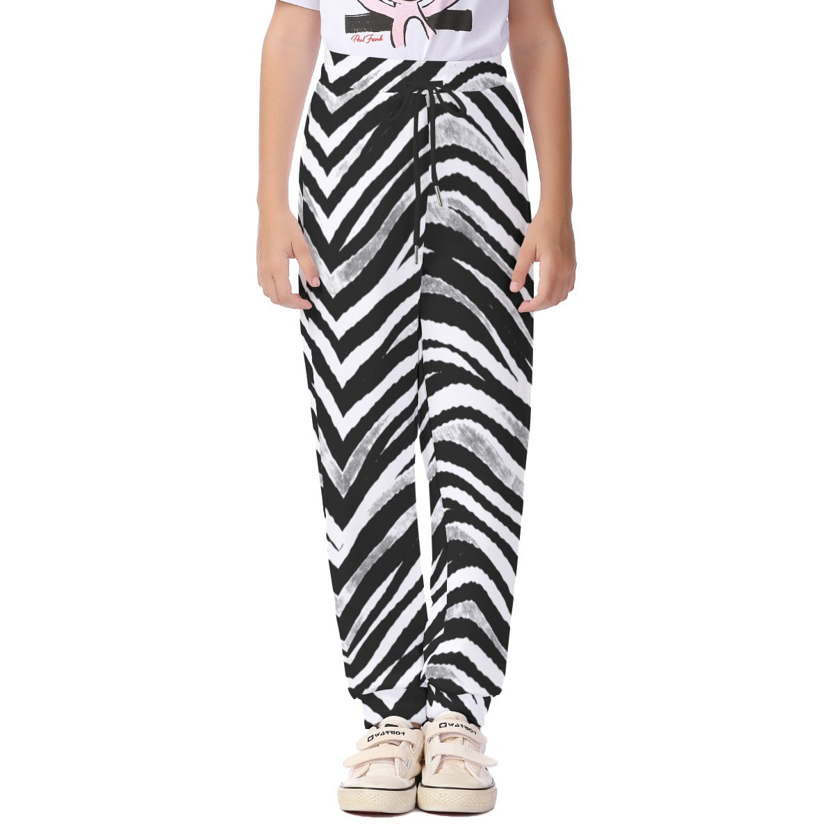 Las Vegas Football Zebra Kids’ Casual Pants – Black and White Game Day Streetwear – sportswear style, game day outfit, image 1.0