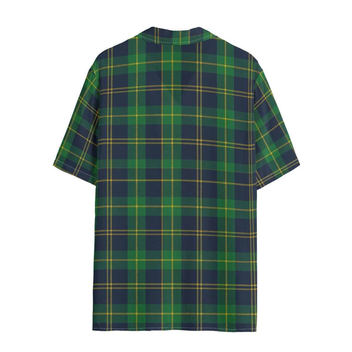 Notre Dame Fighting Irish Green Navy Gold Plaid Womens Hawaii Shirt Rayon 8 green navy gold plaid women fashion apparel