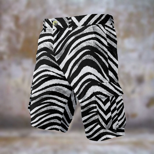 Las Vegas Football Zebra Men’s Cargo Shorts – Black and White Game Day Streetwear